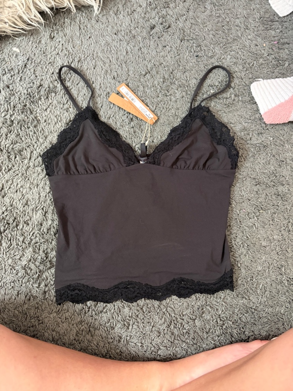 SKIMS Onyx Lace-Trim Triangle Cami